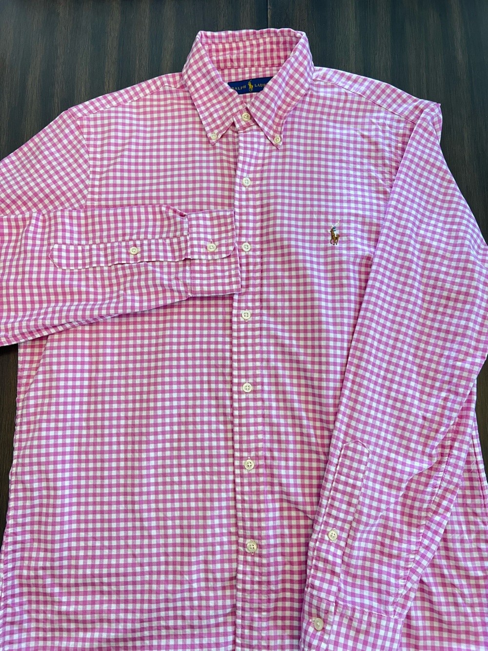 Ralph Lauren Pink and White Gingham Button-Down Shirt